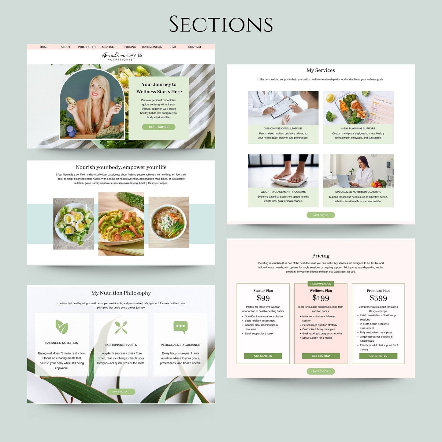 Canva Website Template for Nutritionists and Dietitians