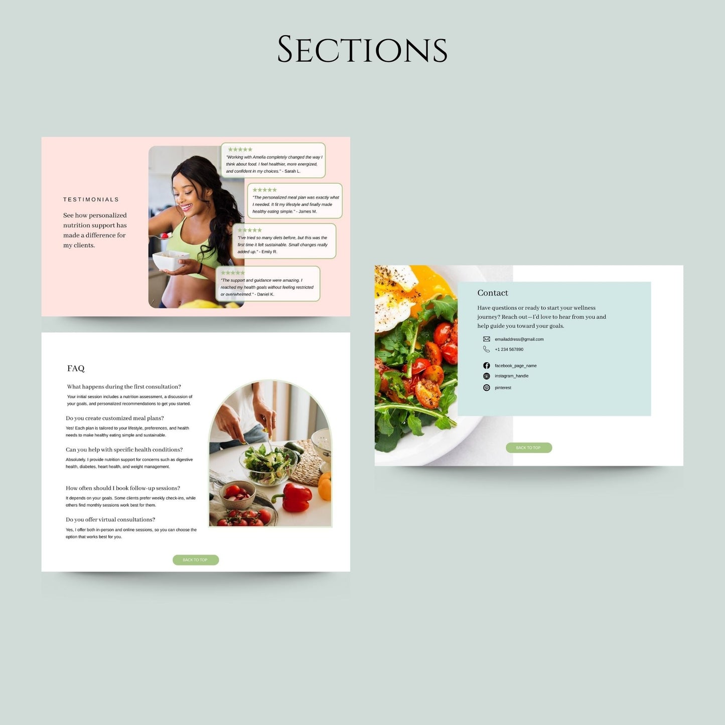 Canva Website Template for Nutritionists and Dietitians