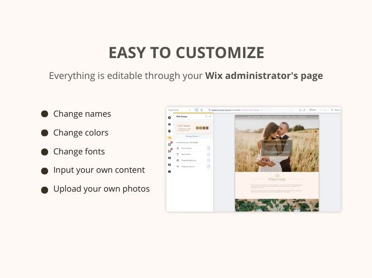 Wedding RSVP Wix Website Theme