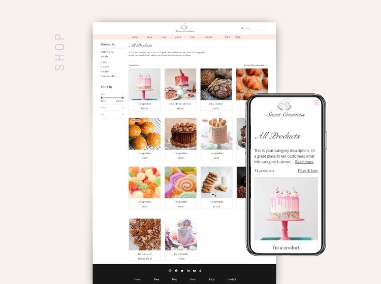 Sweet Creations Bakery Wix Website Theme