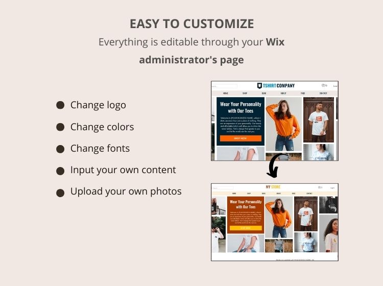 T-Shirt Store Wix Website Theme