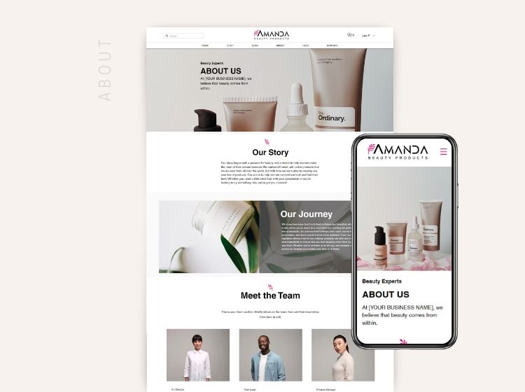 Amanda Beauty Products Wix Website Theme