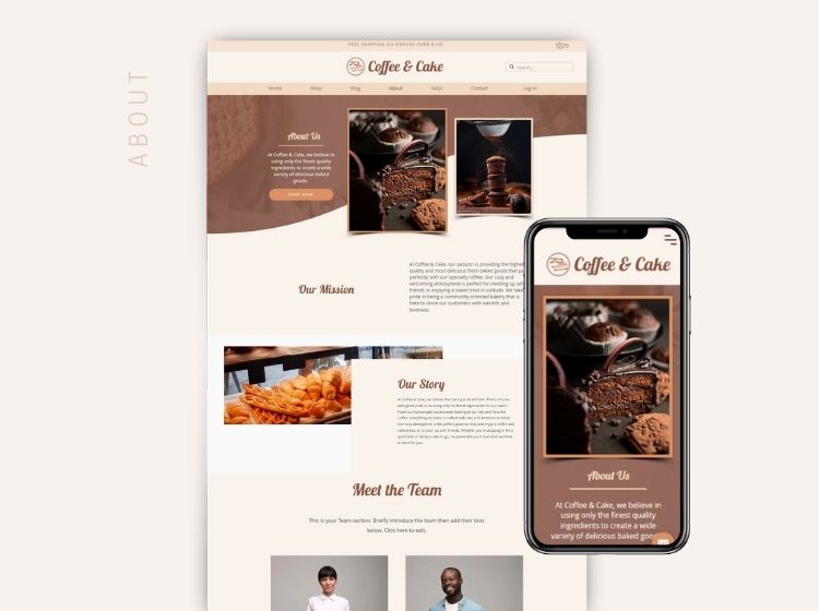 Coffee & Cake Bakery Wix Website Theme