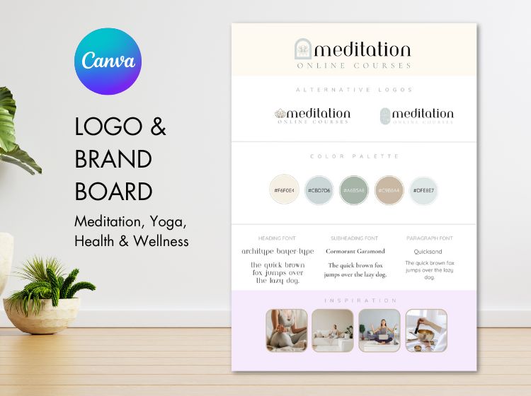 Meditation Theme - Logo & Brand Board Canva Templates