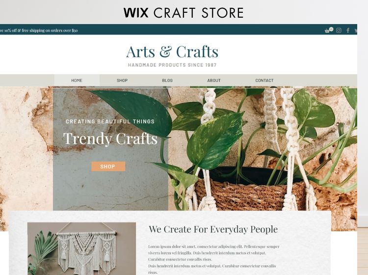 Craft Store Wix Website Theme