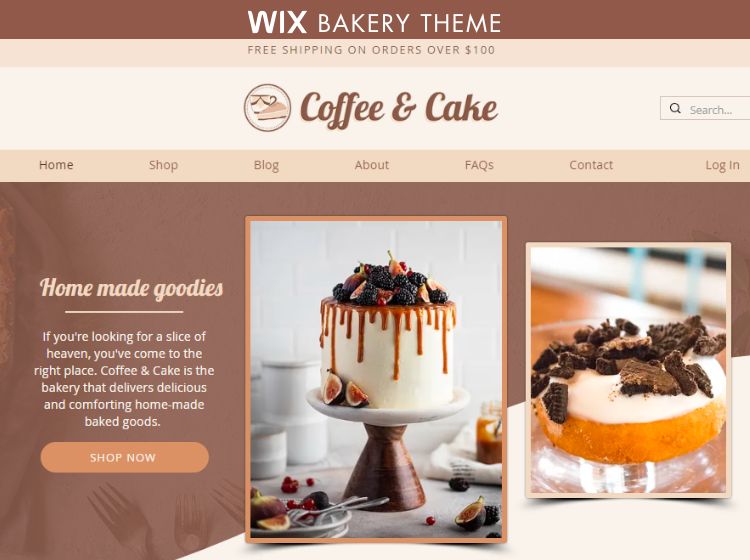 Coffee & Cake Bakery Wix Website Theme